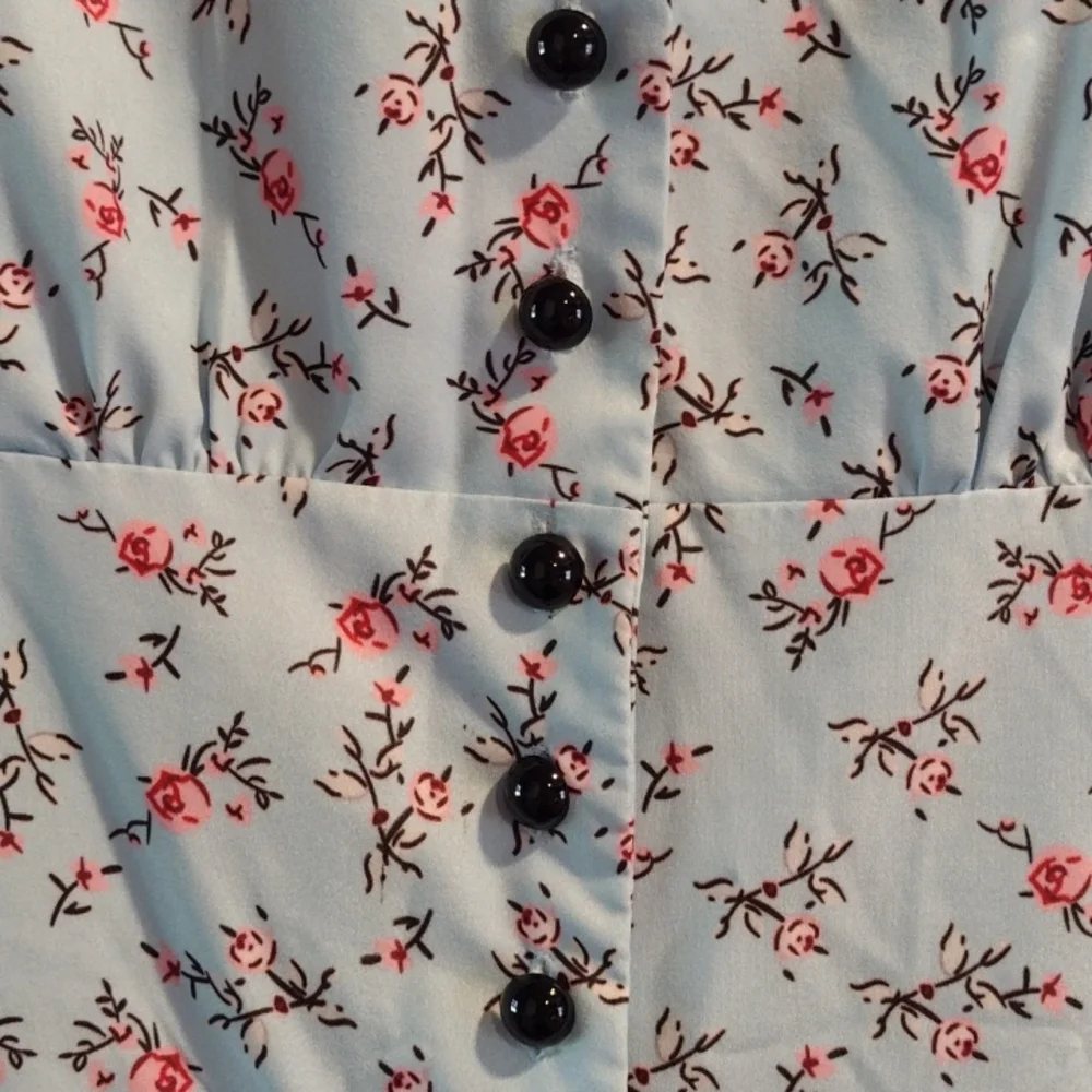 Retro Inspired Ditzy Floral A Line Blue Dress XL - Picture 4 of 6